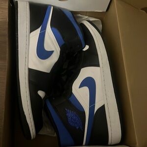 Blue black white air jordan 1 mid size 11